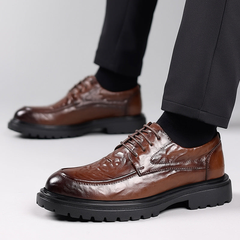 Men's leather dress shoes - live stream special: new textured leather business shoes, casual breathable work shoes, british style wedding shoes
