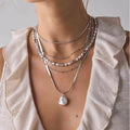 European and american cross-border retro french faux pearl necklace for women, multi-layered stackable fashionable ins style light luxury clavicle chain accessories