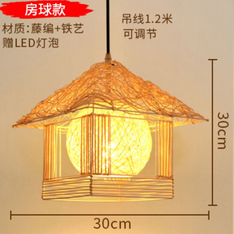 Japanese chandelier restaurant light tatami light new Chinese bamboo lamp zen light tea room light Chinese style bamboo art lighting