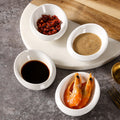 European minimalist pure white ceramic small sauce dish, suitable for home, restaurant, hotel, and business use. ideal for dipping sauces, condiments, and seasonings