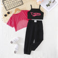 exclusive supply—girl fashion sports suit california letter vest + black sports pants