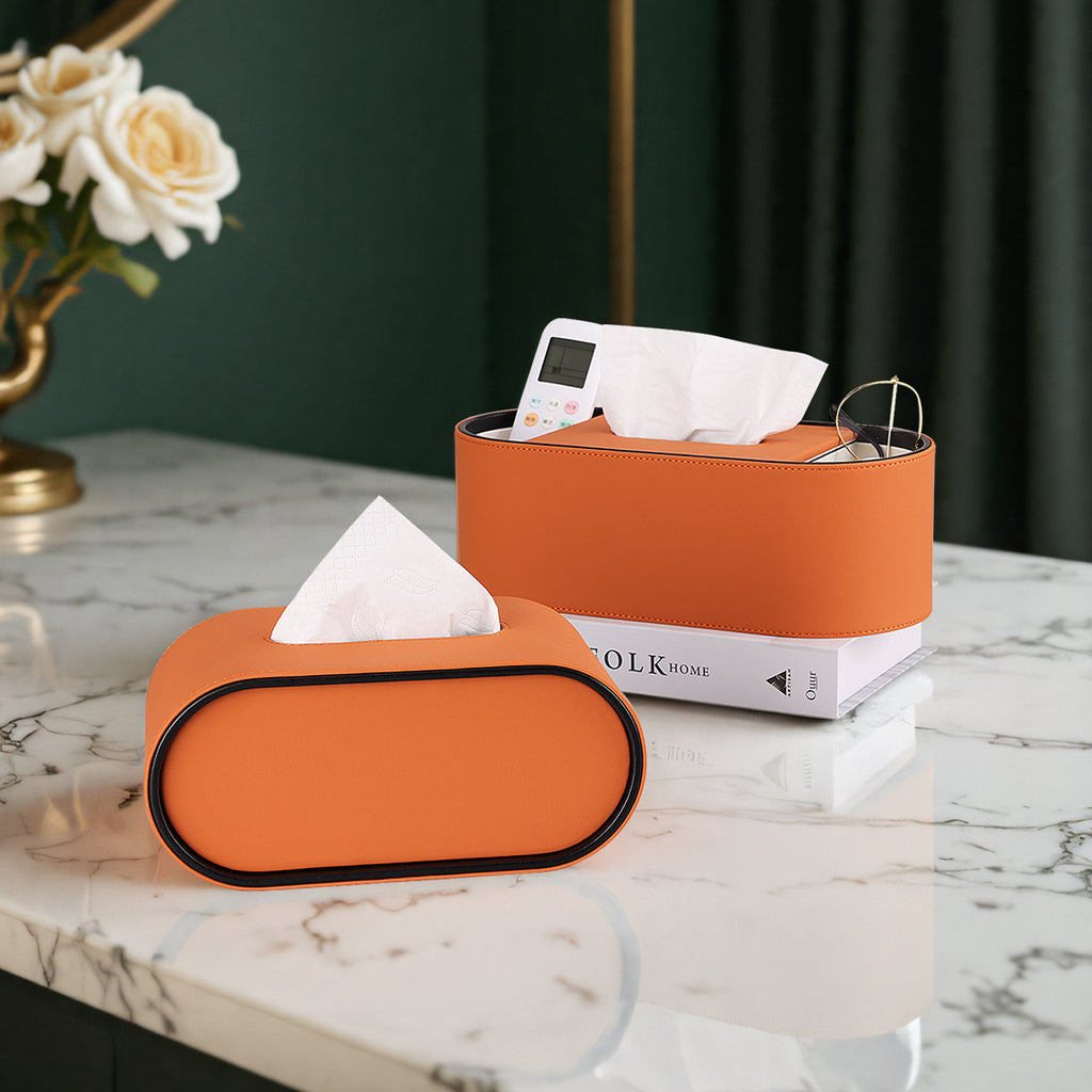 Oval tissue box, living room, high-end home dining room, creative light luxury coffee table, desktop remote control, storage and paper drawing