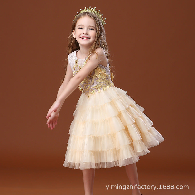 Custom-made girls' formal dresses, cake skirts, black swan tutu dresses, european and american style puffy skirts, children's birthday girl dresses
