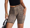 spring and summer new arrivalfashion style sexy butt lift women's easiest for match tight printing style lace trim motorcycle shorts