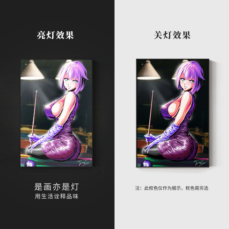 Black eight ball astronaut billiard hall wall decoration painting luminous billiard room hanging painting chess and card club atmosphere light painting