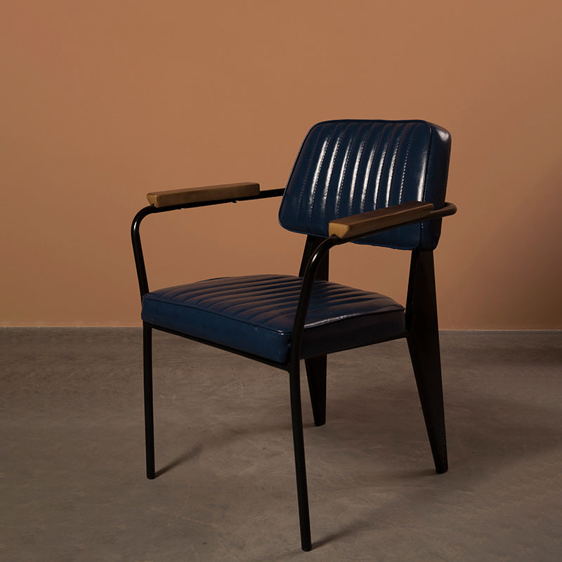 American industrial style restaurant wrought iron dining chair retro cafe casual armrest chair barbecue hot pot shop leather chair