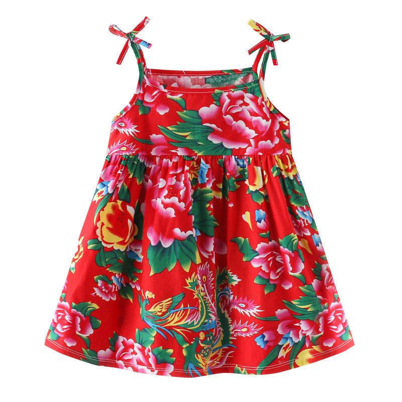 Fashionable baby girl northeast china floral summer new dress  summer collection - lightweight, stylish princess sundress