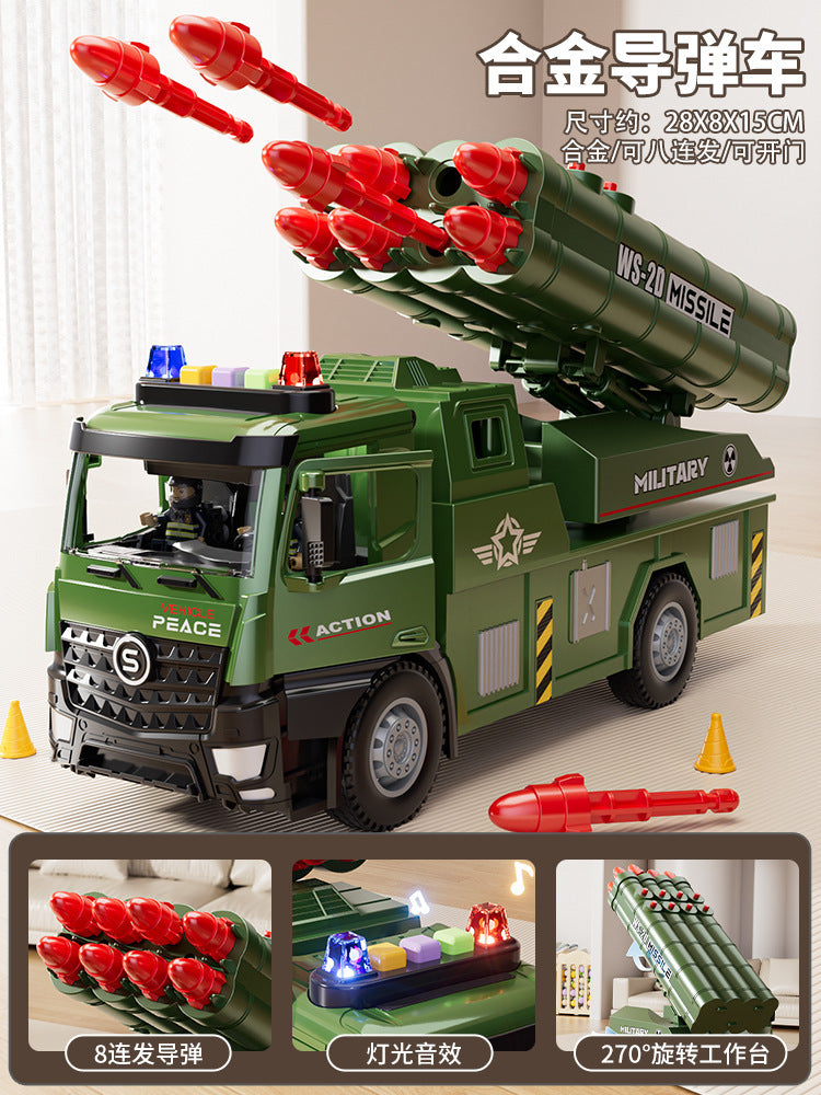 Kids' large military ejection car transforming track missile car parking tank alloy car boy toy ages 3-6