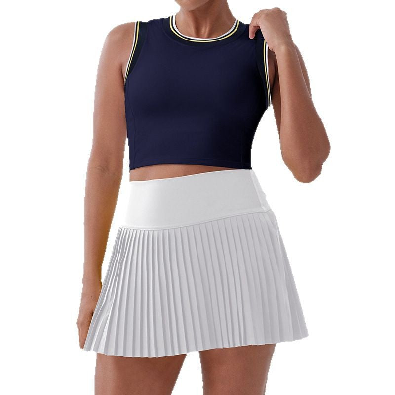 European pleated skirt yoga high waistfashion tape tennis uniform suit breathable badminton golf short skirt for women