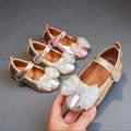 Girls'  spring new bowknot soft sole princess leather shoes for mid-to-large children - wholesale magic tape closure kids' shoes (direct from manufacturer)