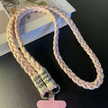 Three-strand braided thickened ponytail long crossbody rope can be carried by men and women outdoor handmade strong cable stitch mobile phone lanyard