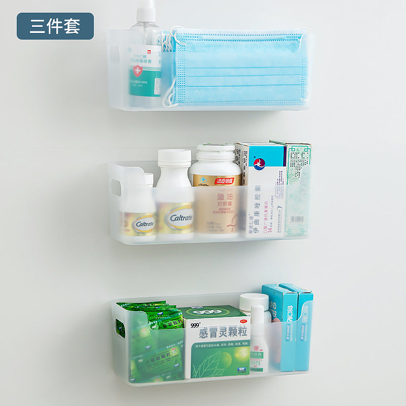 Desktop entrance mask drug storage box plastic transparent multi-functional medicine box portable classification wall-mounted storage box