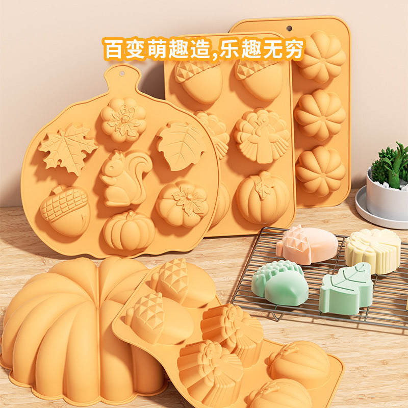 Harvest festival pumpkin silicone cake mold leaf handmade soap mold cold process home baking mold cross-border hot selling halloween