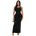 C7629 cross-border   fashion women's sexy rhinestone high-waisted reversible dress