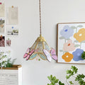 Vintage brass hand-soldered lamp, american style bedside aisle restaurant cafe stained glass pendant light