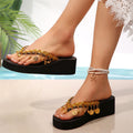plus size flip-flops for women, 2025 summer european and american style, temu hot seller, lightweight outdoor wear, tassel sandals for women