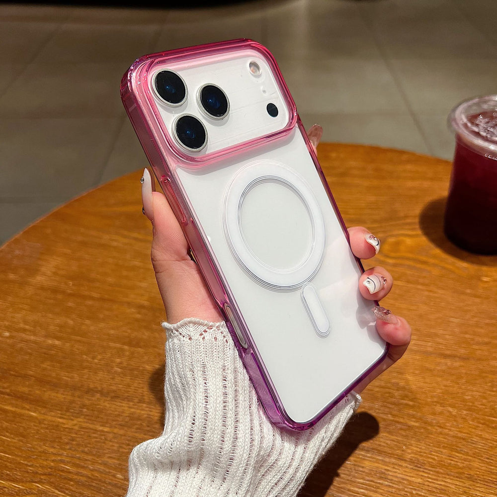 Suitable for iphone17promax gradient magnetic phone case 15pro apple 16 transparent contrasting color protective case 11