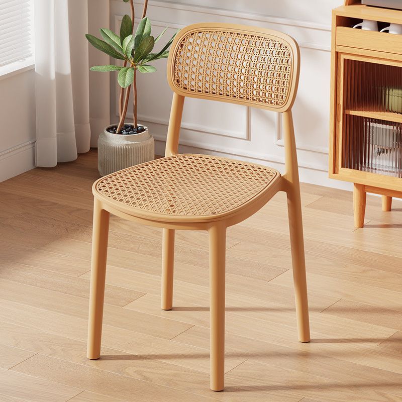 2025 new dining chair backrest plastic rattan chair home leisure chair spare stool stackable bench commercial