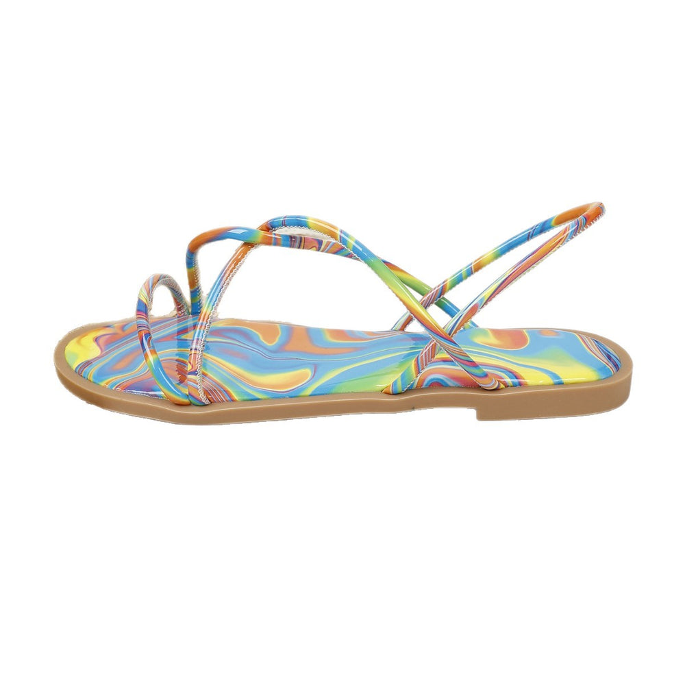 New fashion colorful women's flat slippers sandals low heel shoes ladies' outdoor wear