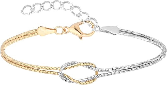 European and american new knotted snake bone bracelet, gold love knot infinity love couple bracelet, romantic chain