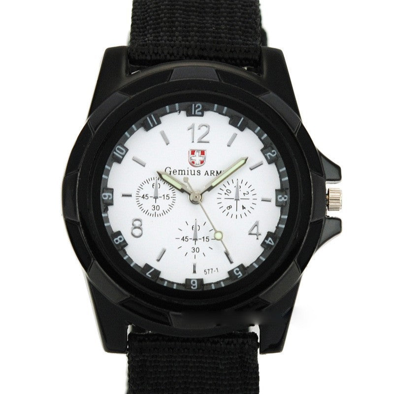 fashion nylon strap men's watch, canvas strap military watch, trendy luminous hand sports watch, unisex watch