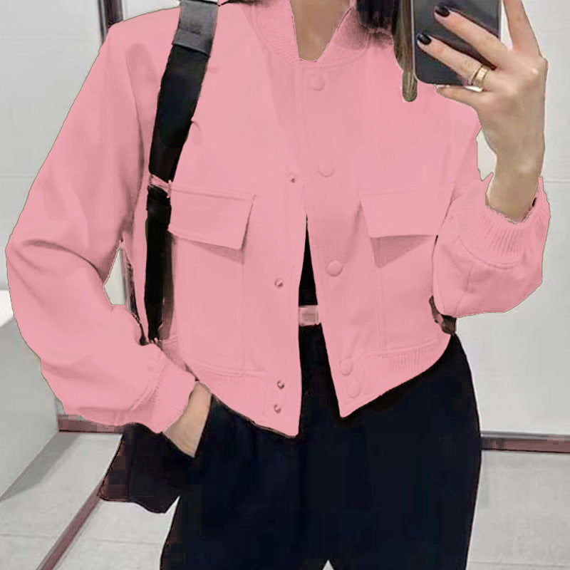 cross-border e-commerce women's fashion: european and american summer new arrivals - elegant commute round neck short single-breasted jacket