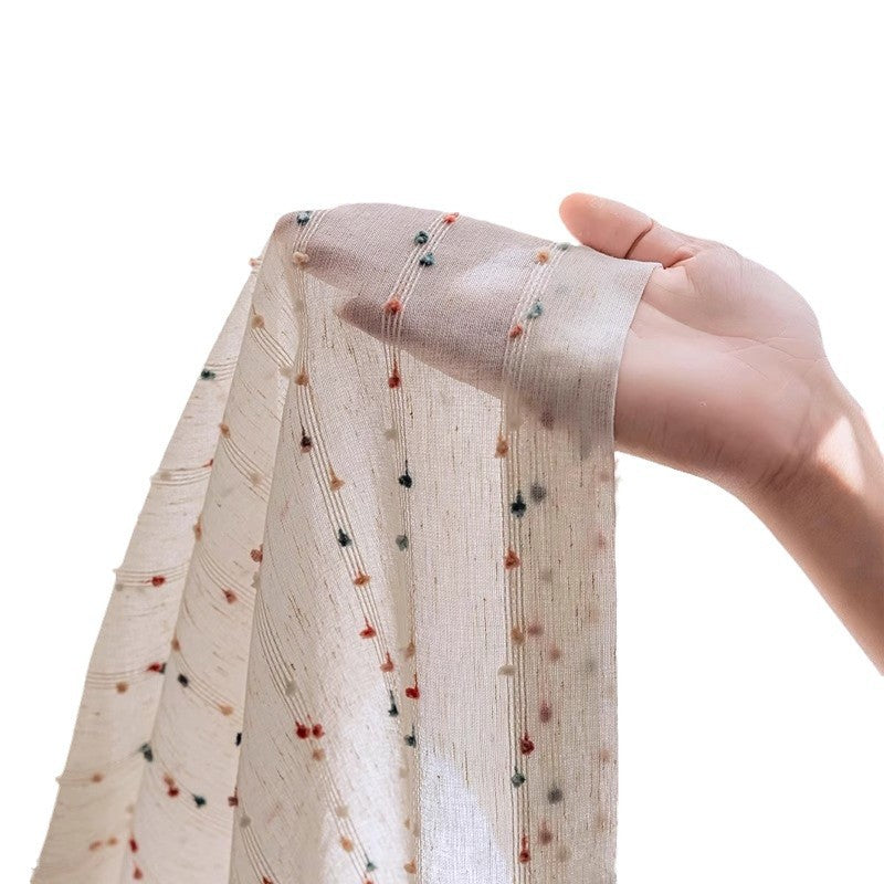 Rainbow candy bean yarn linen curtain kids window screen bedroom cartoon kids daughter room curtain yarn shaoxing keqiao yarn