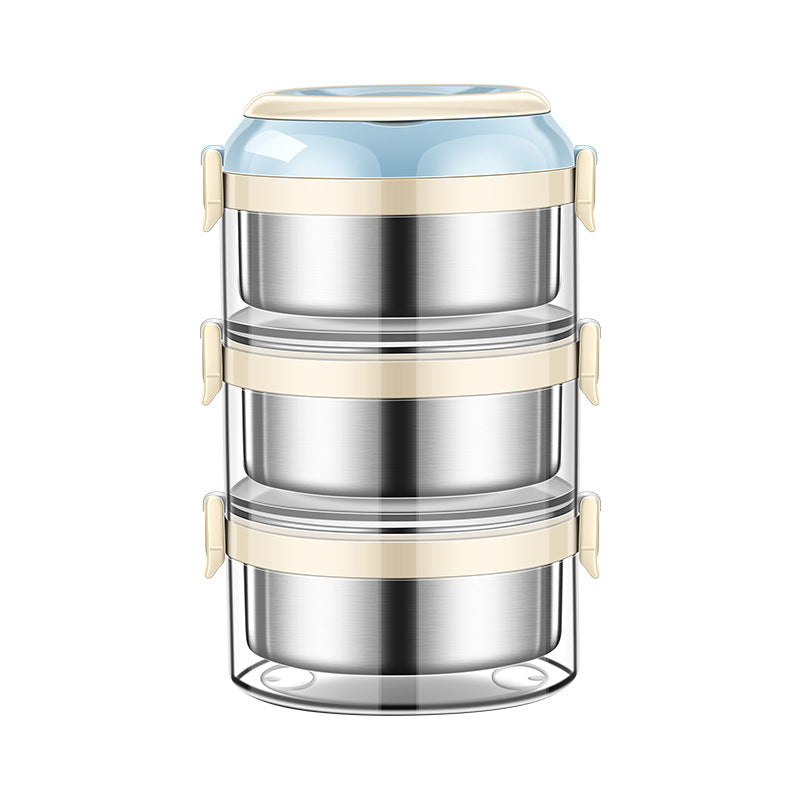 304 stainless steel multi-layer lunch box, large-capacity bento box for office workers, three-layer thermal insulation and sealing, picnic with rice and pot