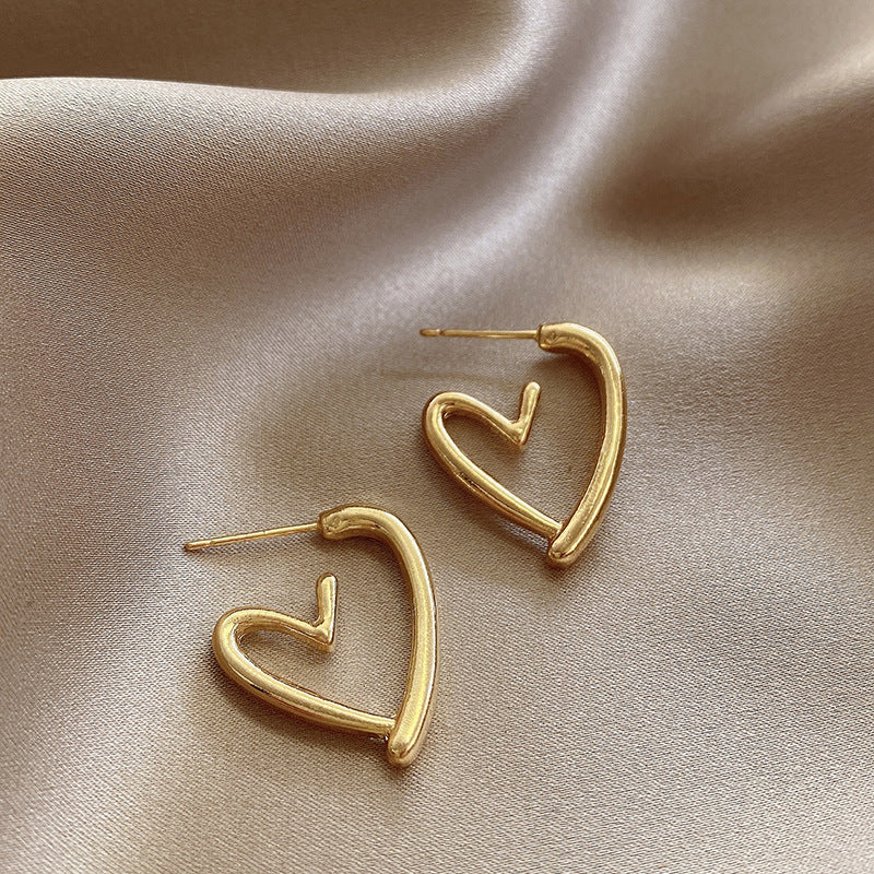 925 silver needle hong kong style retro metal earrings for women classy geometric plain hoop earrings easiest for match exaggerated work clothing earrings