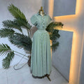 European and american cross-border women's fashion:  summer new arrival - elegant casual striped shirtdress with turn-down collar and cinched waist
