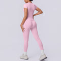 fashion seamless knittingpure color tight breathable long yoga suit sports running fitness two-piece set