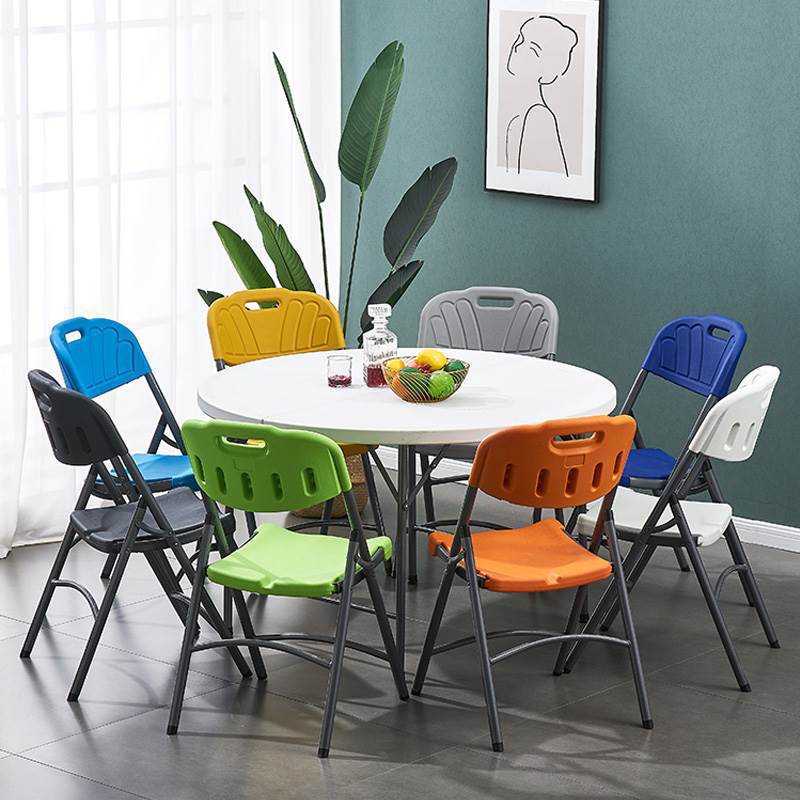 Amazon export outdoor chair thickened plastic hdpe backrest chair folding dining chair portable training chair