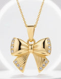 fashion e-commerce ins style titanium steel diamond-encrusted accessible luxury stainless steel plated 14k gold butterfly necklace for women wholesale
