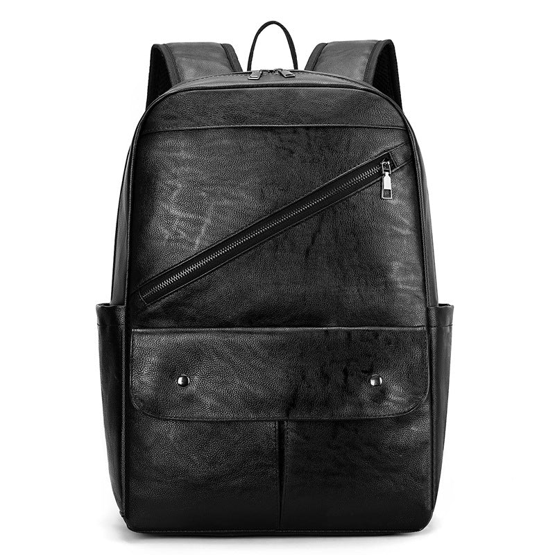 New Vintage PU Backpack Men's Multifunctional Business Travel Backpack Large Capacity Street Trend Student School Bag