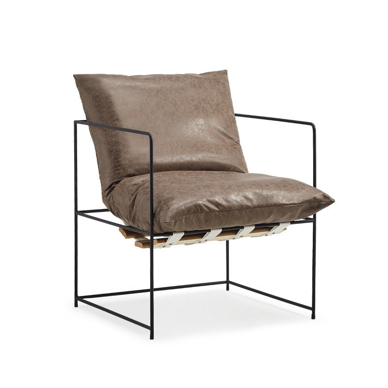 Scandinavian simple lazy sofa fabric iron single lounge chair lunch break accessible luxury reading casual chair bedroom office
