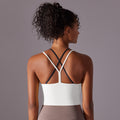 New arrival nude suspender beautiful back sports intimatesfake two-piece all-in-one coaster yoga bra bubble wrap fitness vest women