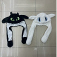 Trendy cartoon beanie with plush moving ears - glow-in-the-dark, wholesale available, large size, perfect for night markets, kids & adults