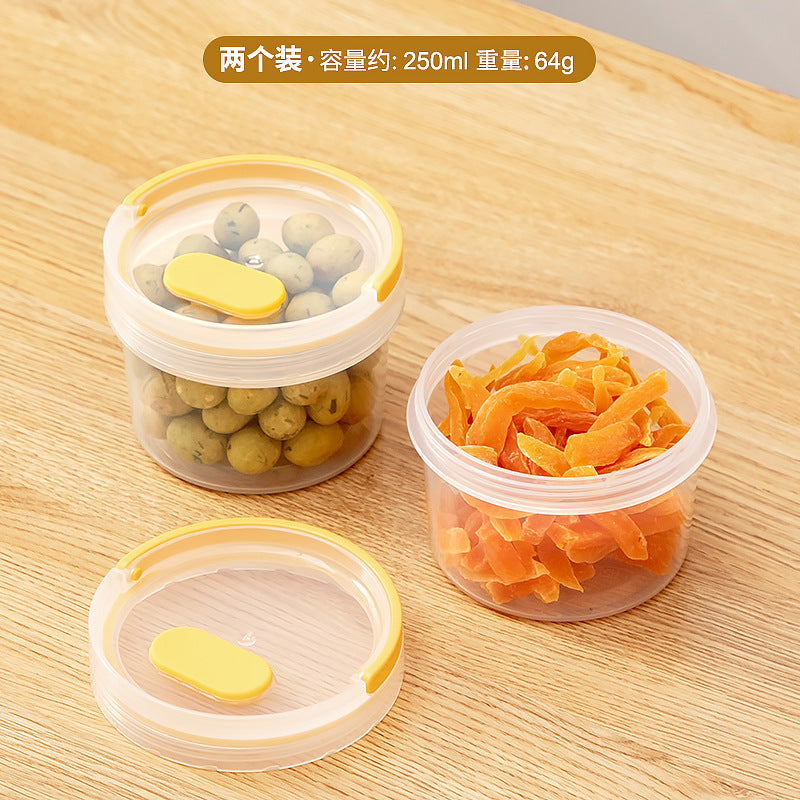 Portable snack storage box Plastic transparent sub-canning, dried fruit and nut storage can Round sealed fresh-keeping box