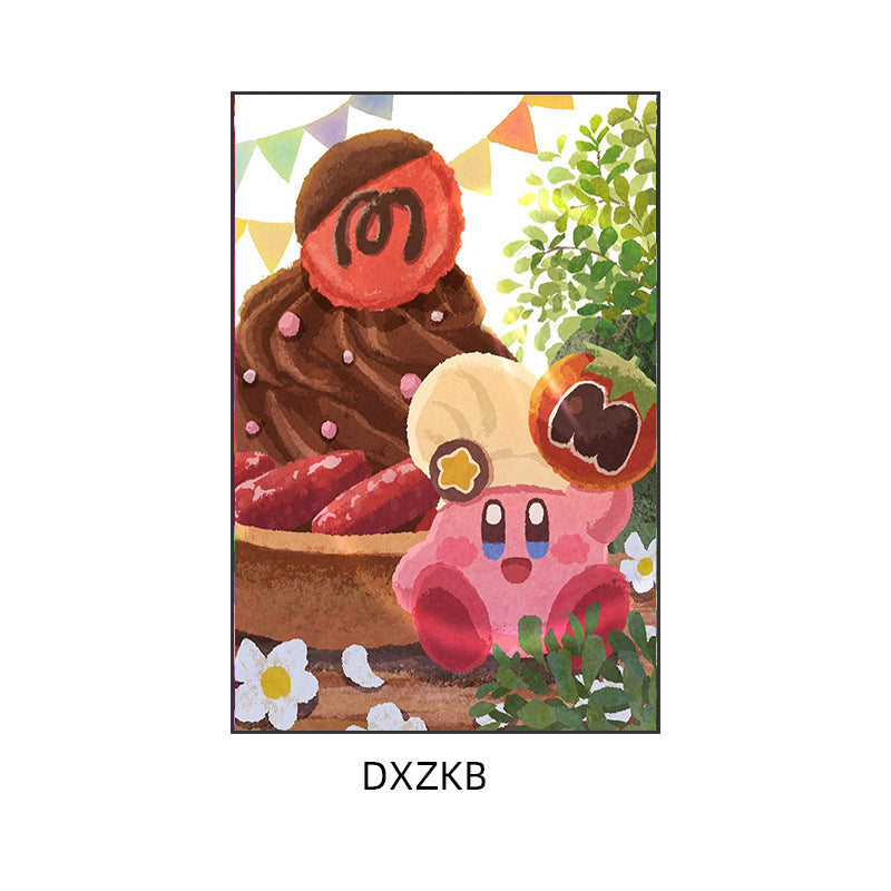 Star Kirby decorative painting pink girl bedroom children's room hanging painting cartoon animation cute princess bedside mural