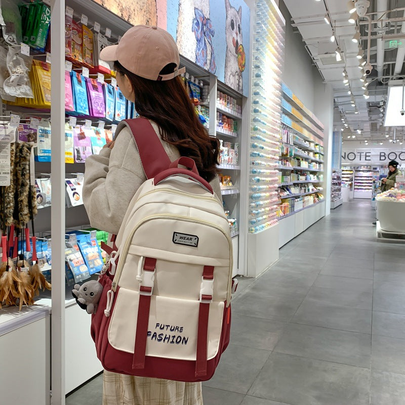 Boys and girls new middle school students simple middle school school bag large capacity ins backpack light college backpack