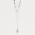 Cross pendant necklace women's european and american niche design multi-layered wearing light luxury diamond-set ins style y-shape clavicle chain