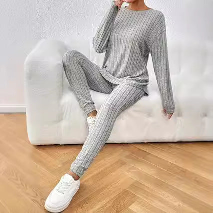 Cross-border Europe, America 2024 autumn and winter casual turtleneck knitted long-sleeved suit women's  sweater loose trousers two-piece set