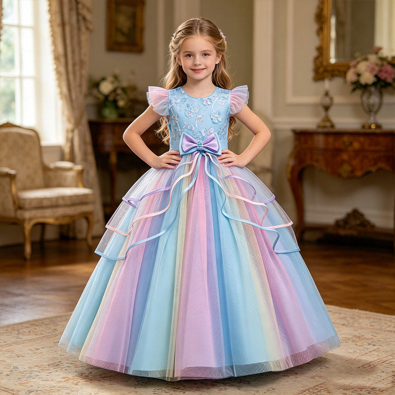 Amazon kids' formal dresses, tulle flower girl dresses, wedding dresses, hostess dresses, runway dresses, color gradient princess dresses - in stock & wholesale