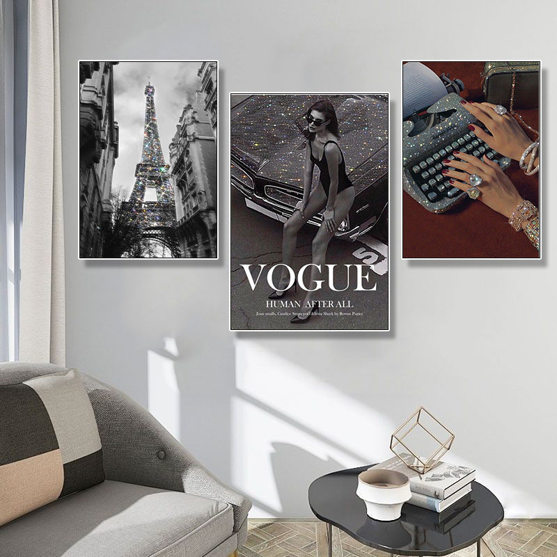 ins wind hanging painting clothing store background wall fashion decorative painting living room advanced sense flash diamond painting bathroom coffee shop