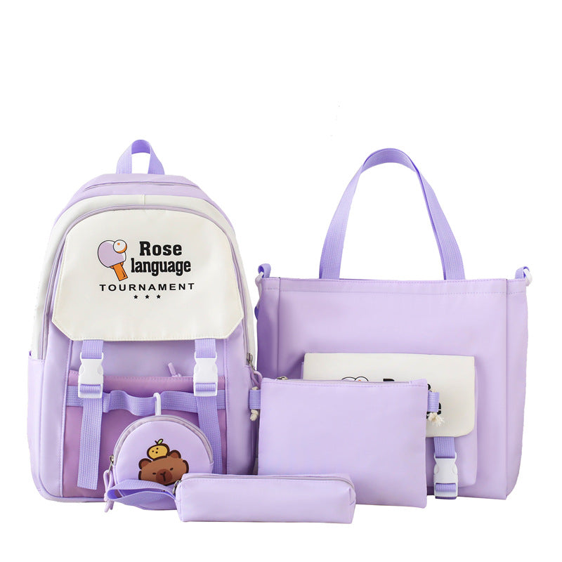 School bag female primary and secondary school students bag large capacity backpack tutoring bag new Korean version ins cartoon casual backpack