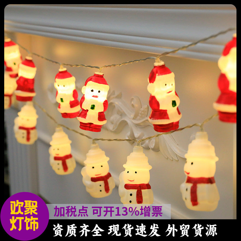 Cross-border led Christmas decoration light string, snowman old man Christmas tree cane room arrangement small lights flashing