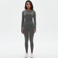 European and american seamless yoga set - high-waisted butt-lifting peach lift leggings with long-sleeve compression top - running & fitness activewear set