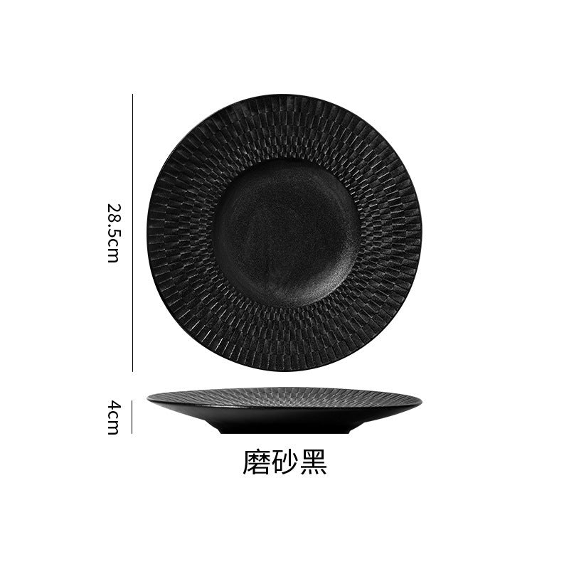 Nordic rock texture ceramic steak plate - premium ceramic tableware for restaurants and hotels