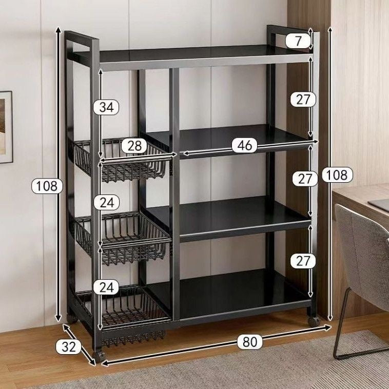 Kitchen storage rack vegetable floor-standing movable trolley multi-layer storage rack for home fruit and vegetable multi-functional vegetable rack