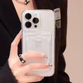 Card slot transparent case for apple 15 pro full coverage phone case iphone 11/12 minimalist anti-drop protective cover